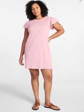 Plus Size Soft Pink Flutter Sleeve Tee Dress